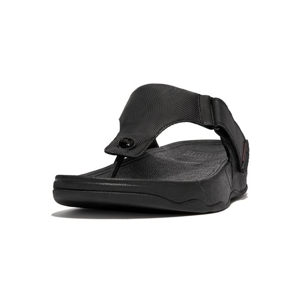 TRAKK II Stripe-Embossed Leather Toe-Post Sandals