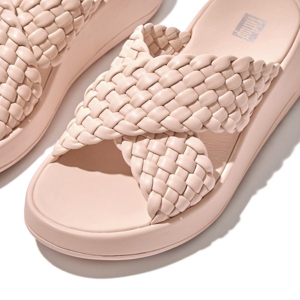 F-MODE Woven Leather Cross Slides