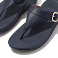 FitFlop LULU Adjustable Leather Toe-Post Sandals Plummy front view