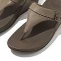 FitFlop LULU Adjustable Leather Toe-Post Sandals Plummy front view
