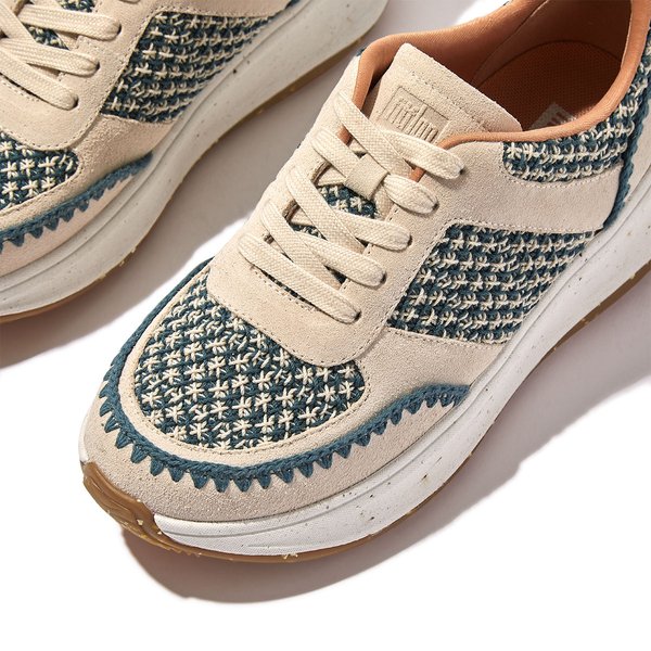 F-MODE E01 Crochet/Suede Flatform Sneakers