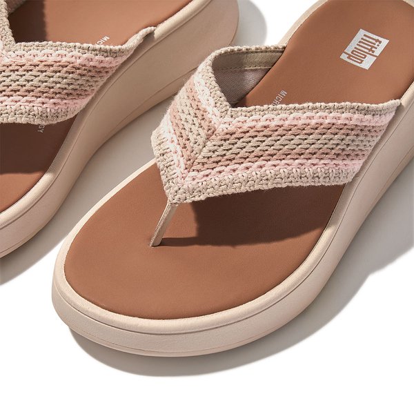 F-MODE Crochet Flatform Toe-Post Sandals