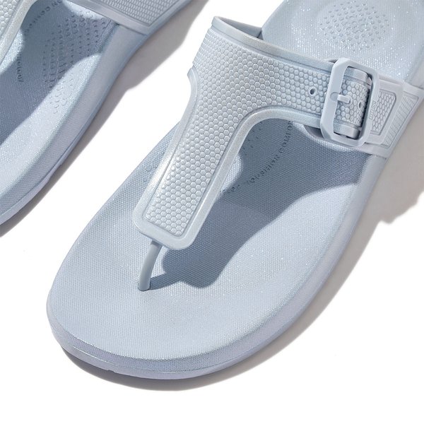iQUSHION Pearlized Adjustable Buckle Flip-Flops 