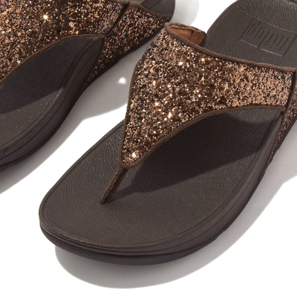 LULU Women Glitter Toe-Post Sandals - Chocolate Metallic (X03-806 