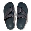 Fitflop SLING Dotted-Weave Toe-Post Sandals Sea Blue/Cream Mix front view