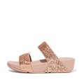FitFlop LULU Glitter Slides Rose Gold front view