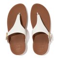 FitFlop LULU Crystal-Buckle Leather Toe-Post Sandals Cream front view