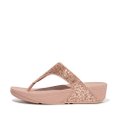 FitFlop LULU Glitter Toe-Post Sandals Rose Gold front view