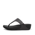 FitFlop LULU Glitz Toe-Post Sandals All Black front view