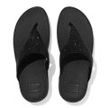 FitFlop LULU Crystal Embellished Toe-Post Sandals All Black front view