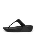 FitFlop LULU Crystal Embellished Toe-Post Sandals All Black front view