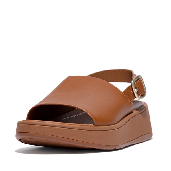 F-MODE Leather Flatform Back-Strap Sandals 