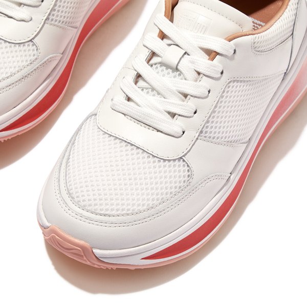 F-MODE Ombre-Sole Leather/Mesh Flatform Trainers 