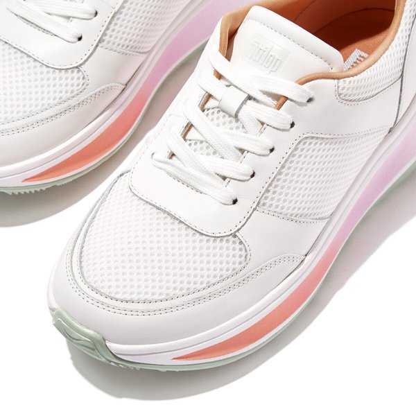 F-MODE Ombre-Sole Leather/Mesh Flatform Trainers 