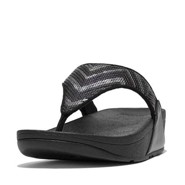 LULU Sequin Zigzag Toe-Post Sandals