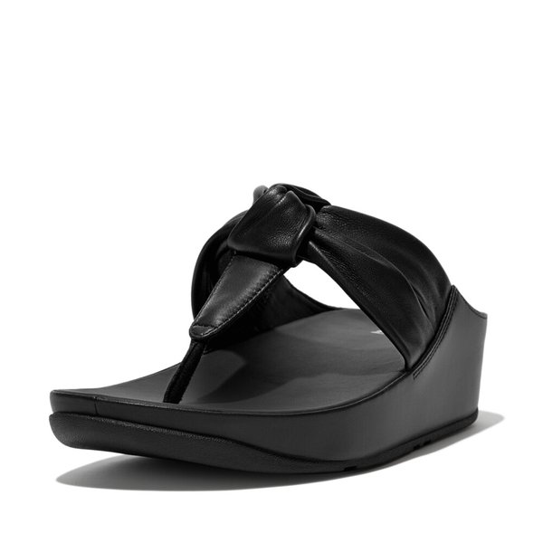TWISS II Knot-Strap Leather Toe-Post Sandals