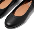FitFlop ALLEGRO Soft Leather Ballet Pumps Black front view
