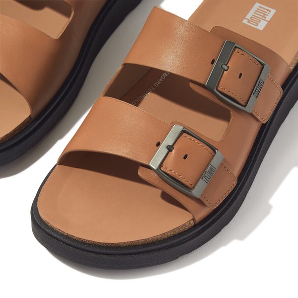 GEN-FF Buckle Two-Bar Leather Slides 