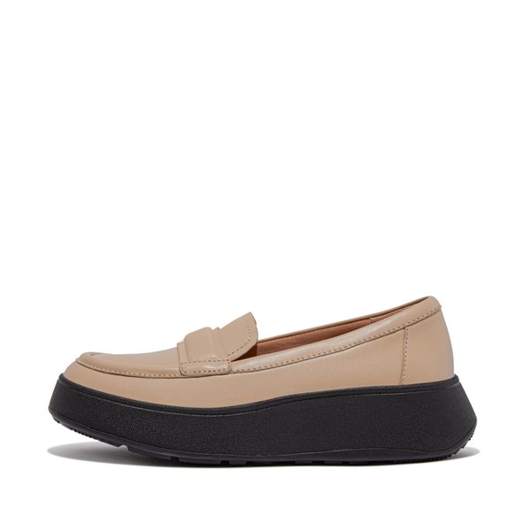 F-MODE Padded-Detail Leather Flatform Loafers 