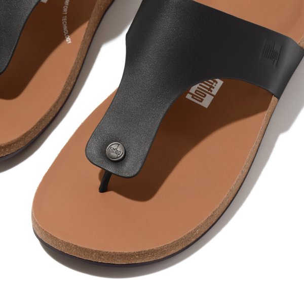 IQUSHION Mens Leather Toe-Post Sandals 