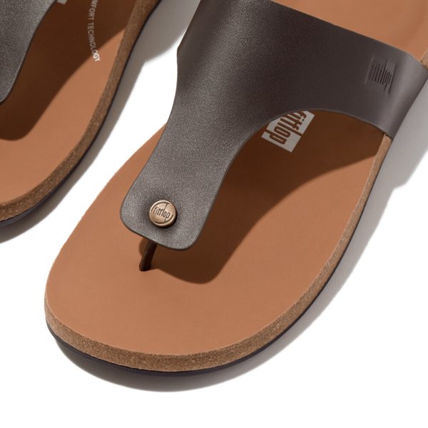 IQUSHION Mens Leather Toe-Post Sandals 