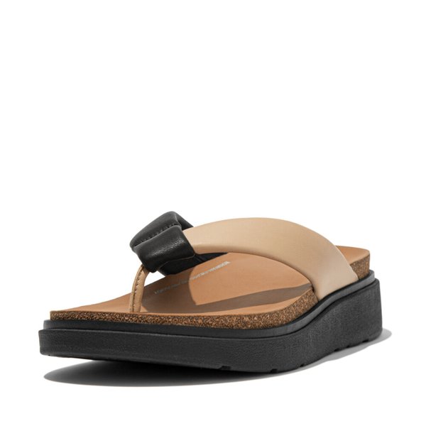 GEN-FF Padded-Strap Leather Toe-Post Sandals 