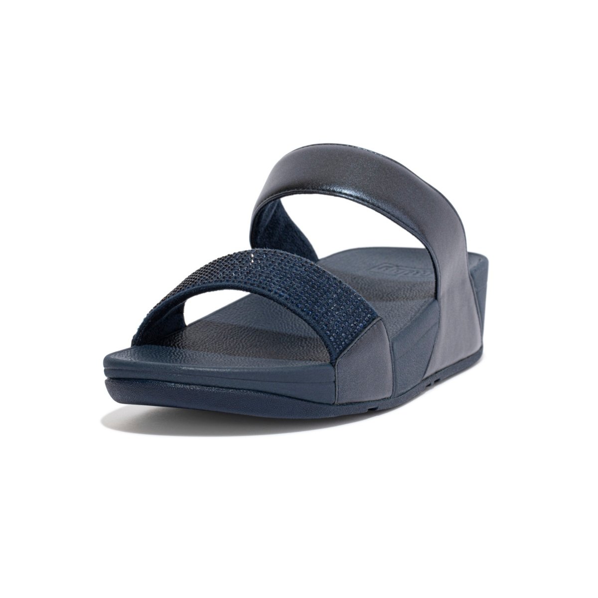 FitFlop LULU Crystal Embellished Slides Midnight Navy side view