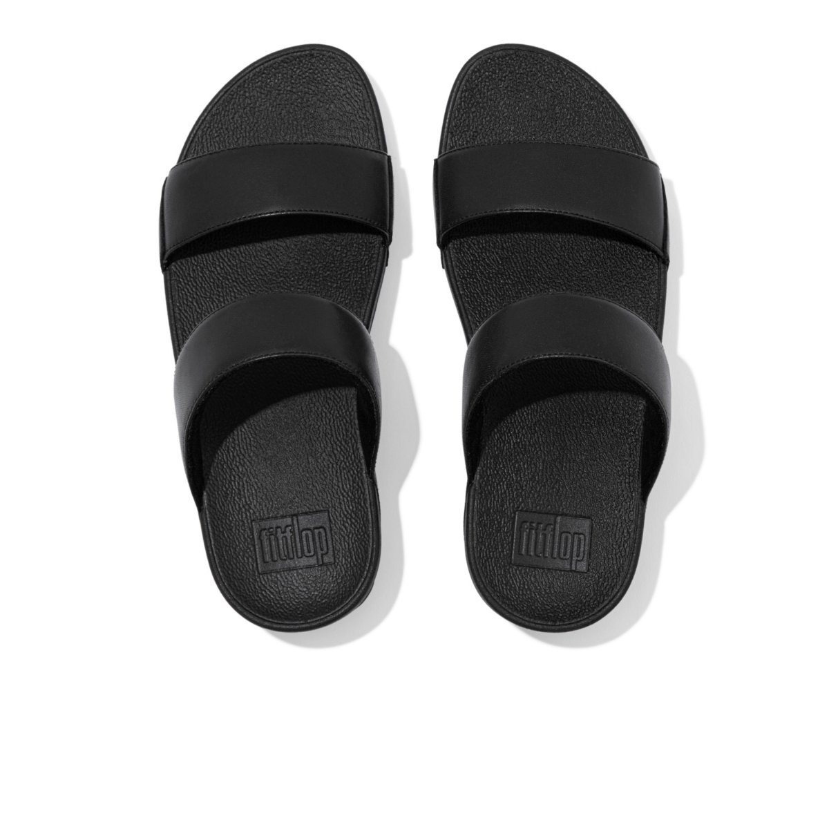 FitFlop LULU Leather Slides All Black top view
