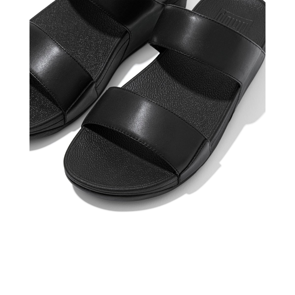 FitFlop LULU Leather Slides All Black close up