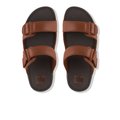 FitFlop GOGH MOC Adjustable Leather Slides Dark Tan top view