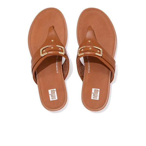 GRACIE Stud-Buckle Leather Toe-Post Sandals