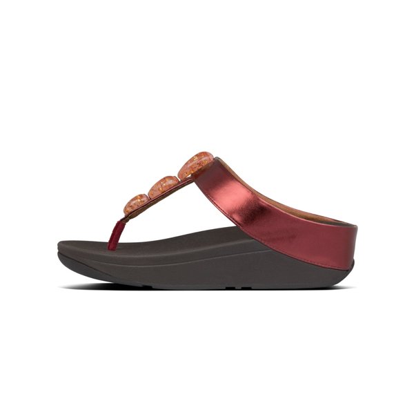 FINO Flecked-Stone Toe-Post Sandals