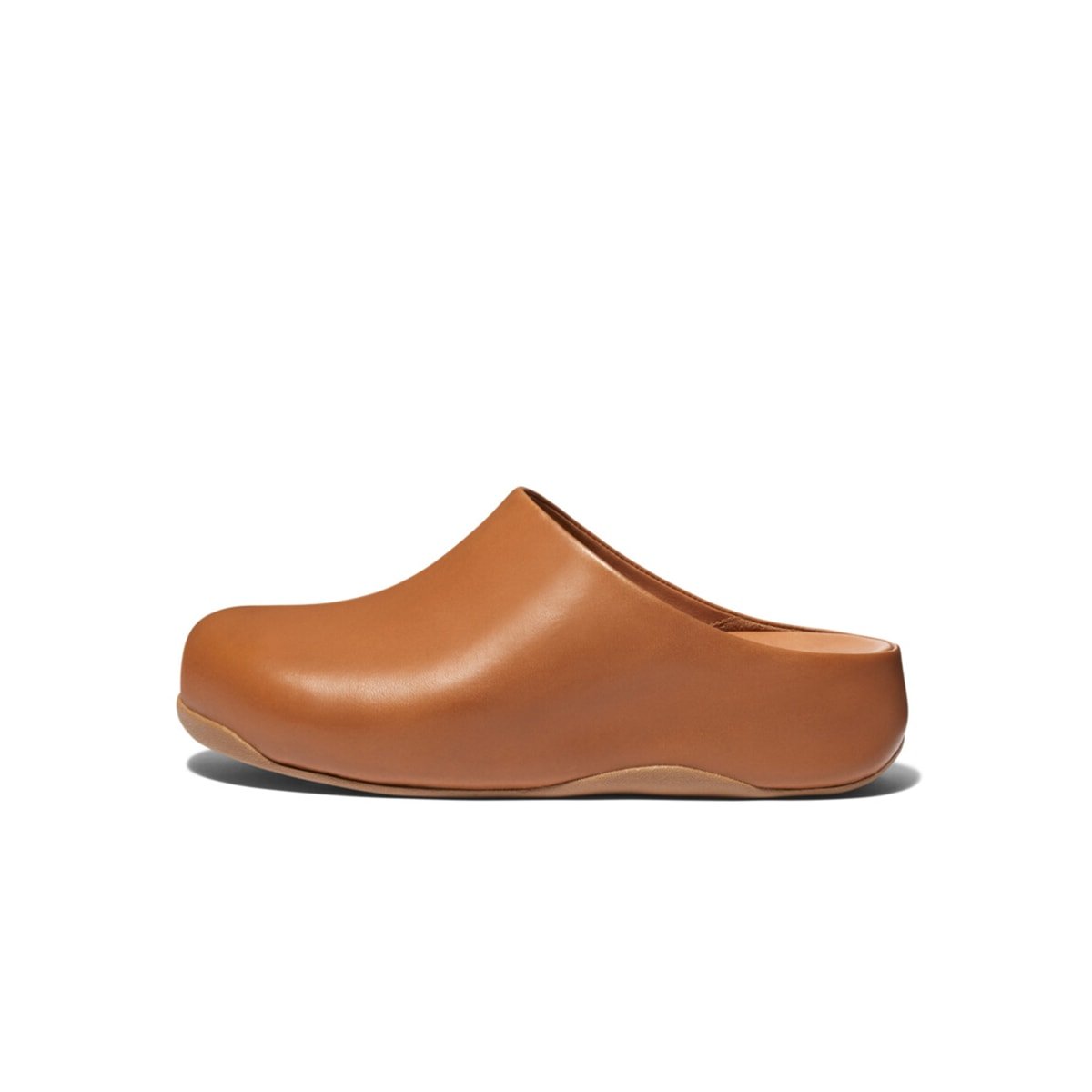 FitFlop SHUV Leather Clogs Light Tan front view