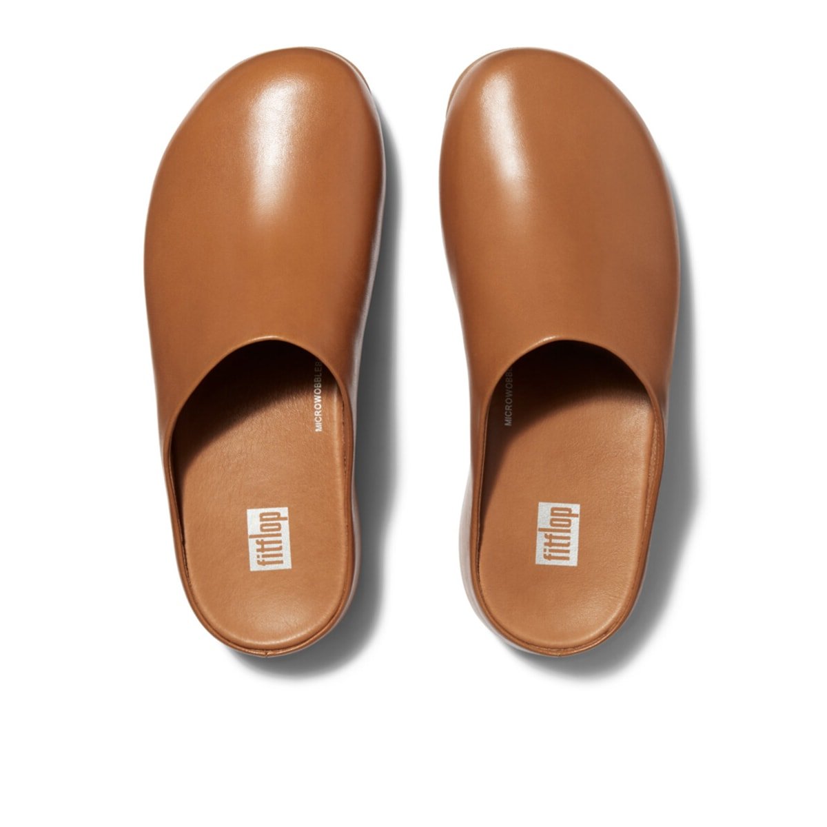 FitFlop SHUV Leather Clogs Light Tan top view
