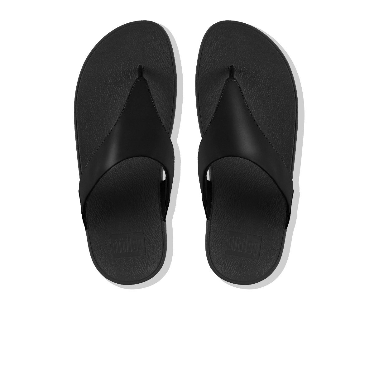 LULU Leather Toe-Post Sandals Black top view