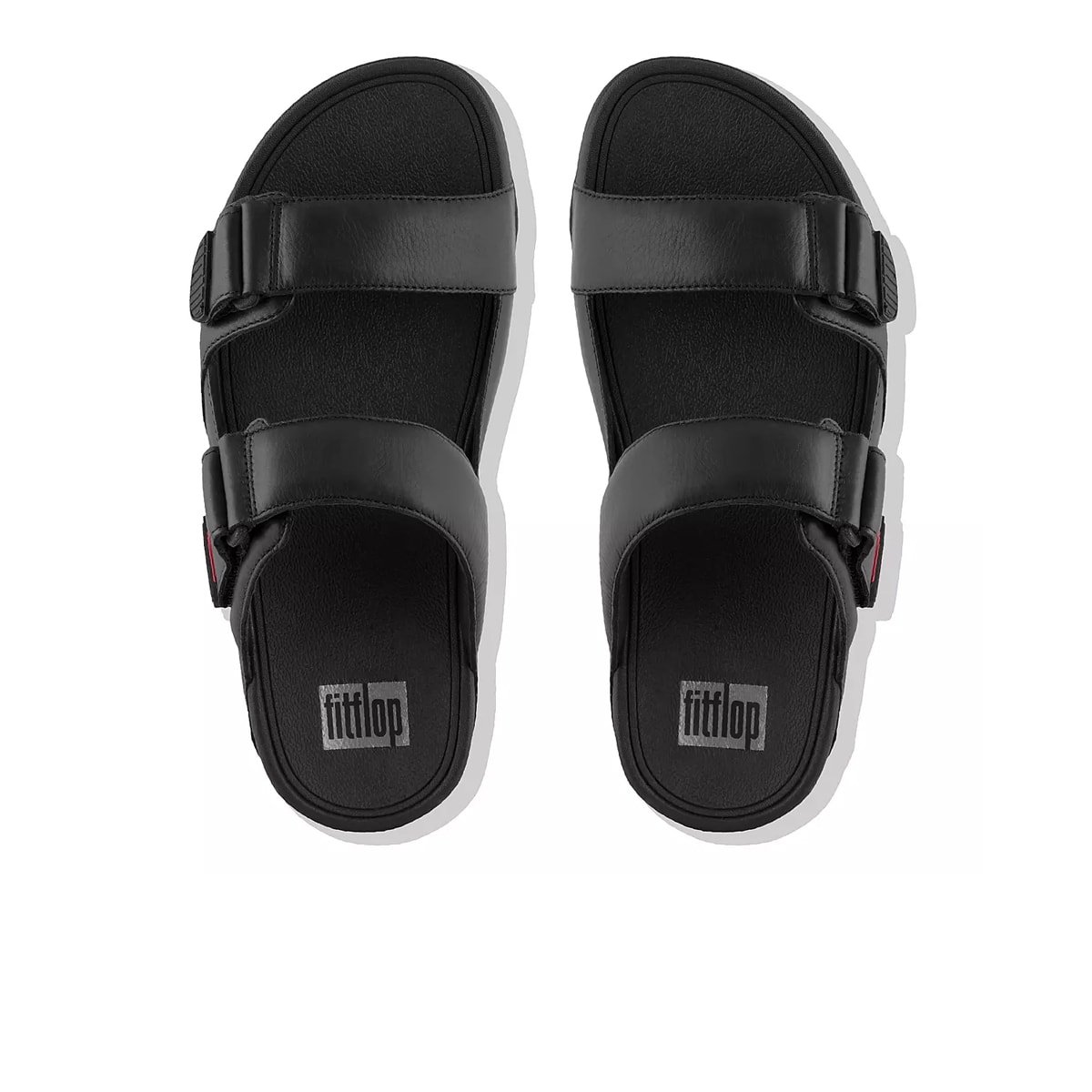 FitFlop GOGH MOC Adjustable Leather Slides Black top view