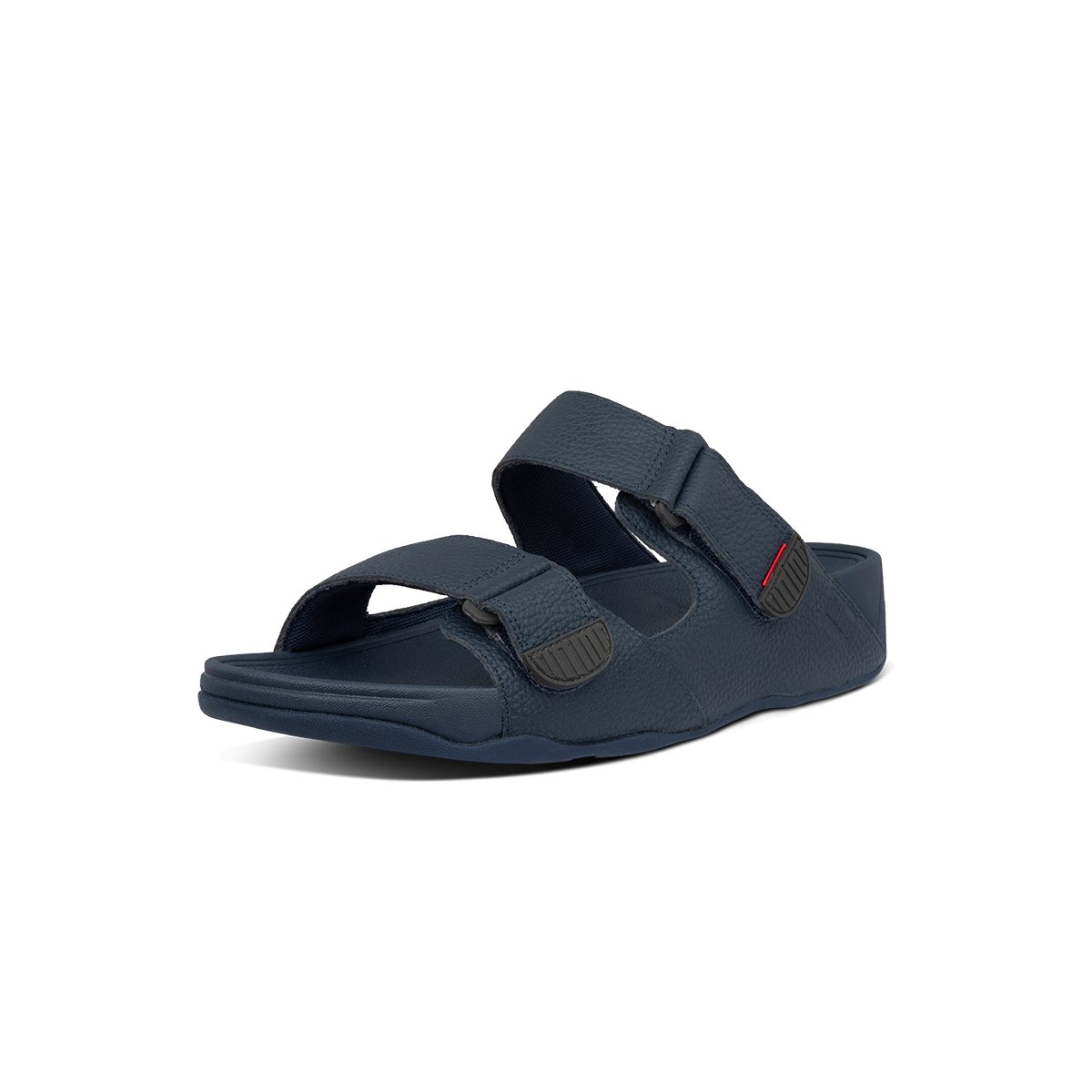 FitFlop GOGH MOC Adjustable Leather Slides Midnight Navy side view