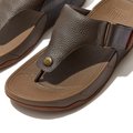 TRAKK II Leather Toe-Post Sandals Chocolate Brown close up