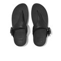 FitFlop LULU Crystal-Buckle Leather Toe-Post Sandals All Black top view