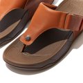 FitFlop TRAKK II Stripe-Embossed Leather Toe-Post Sandals close up