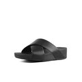 FitFlop LULU Leather Cross Slide Sandals Black side view