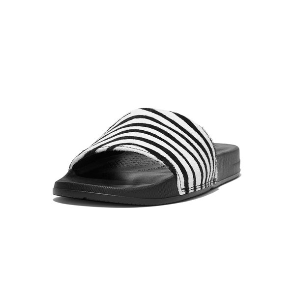 iQUSHION Zebra-Print Hair-On Leather Slides