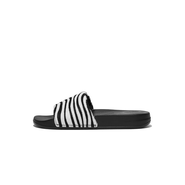 iQUSHION Zebra-Print Hair-On Leather Slides