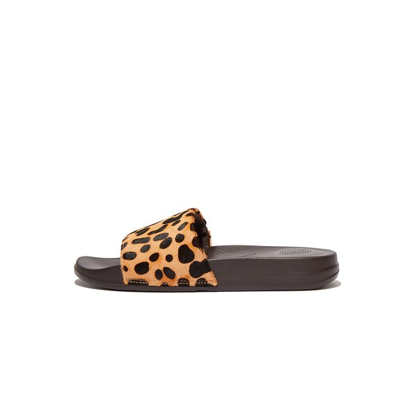 iQUSHION Leopard-Print Hair-On Leather Slides