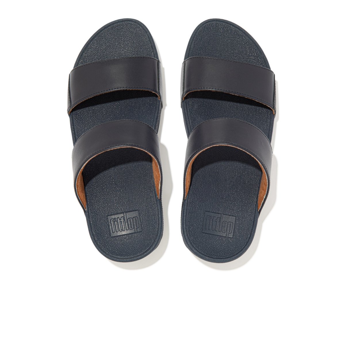 FitFlop LULU Leather Slides Midnight Navy top view