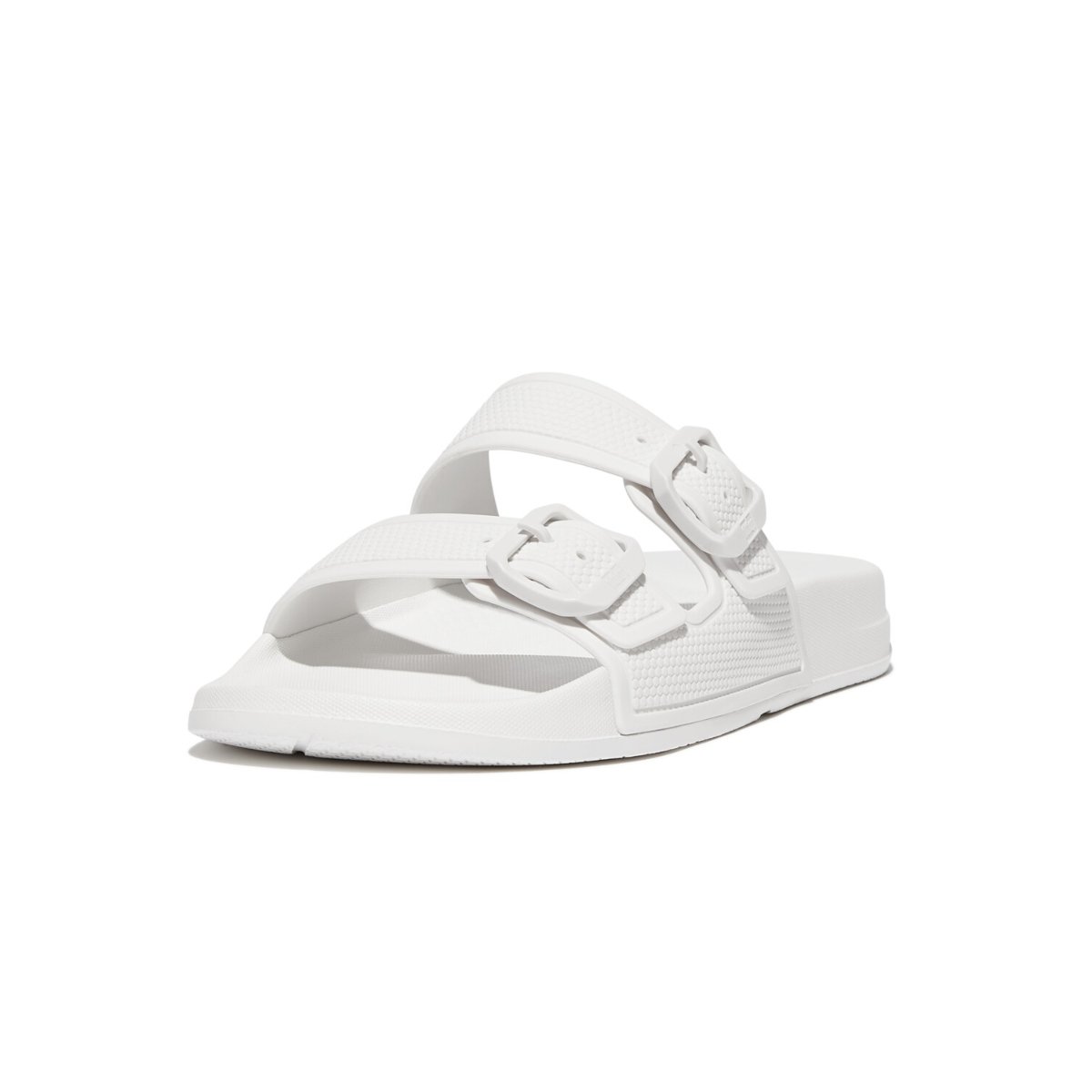FitFlop iQUSHION Two-Bar Buckle Slides Urban White side view
