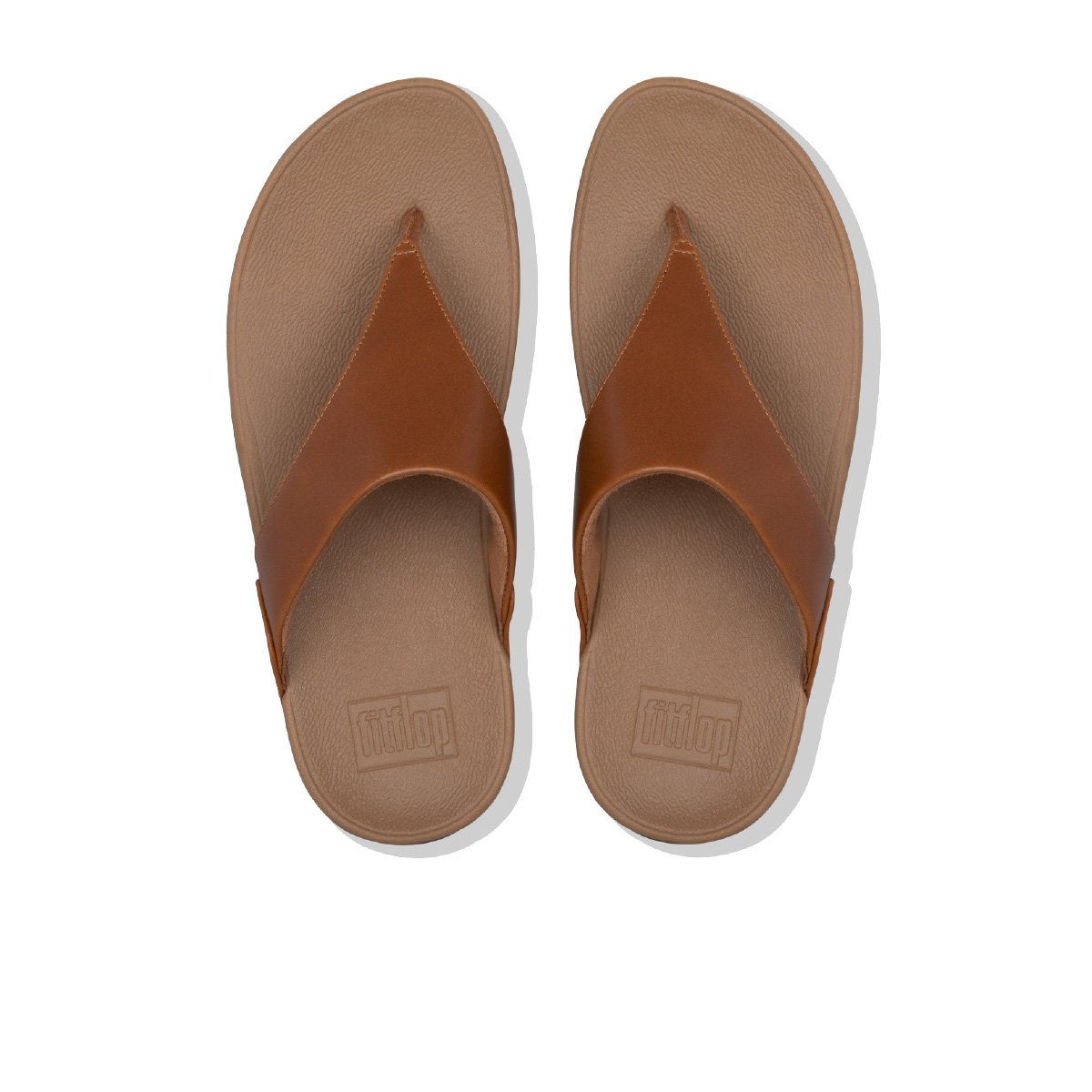 LULU Leather Toe-Post Sandals Light Tan top view