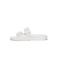 FitFlop iQUSHION Two-Bar Buckle Slides Urban White front view