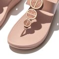 FitFlop HALO Metallic-Trim Toe-Post Sandals Beige close up