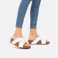 FitFlop LULU Leather Cross Slide Sandals Urban White style shot